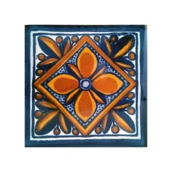 Mexican Decorative Accessories 4"x4" Mexican Ceramic Handmade Tile #C001