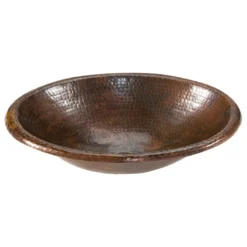 Premier Copper Products 17" Small Oval Self Rimming Hammered Copper Bathroom Sink
