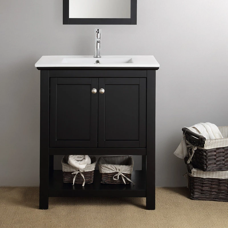 Fresca Manchester 30" Single Bathroom Vanity In Black With White Ceramic Top - Image 3