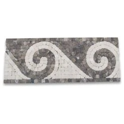 Stone Center Online Marble Mosaic Border Listello Tile Surf Emperador 4.75x12 Tumbled, 1 Piece