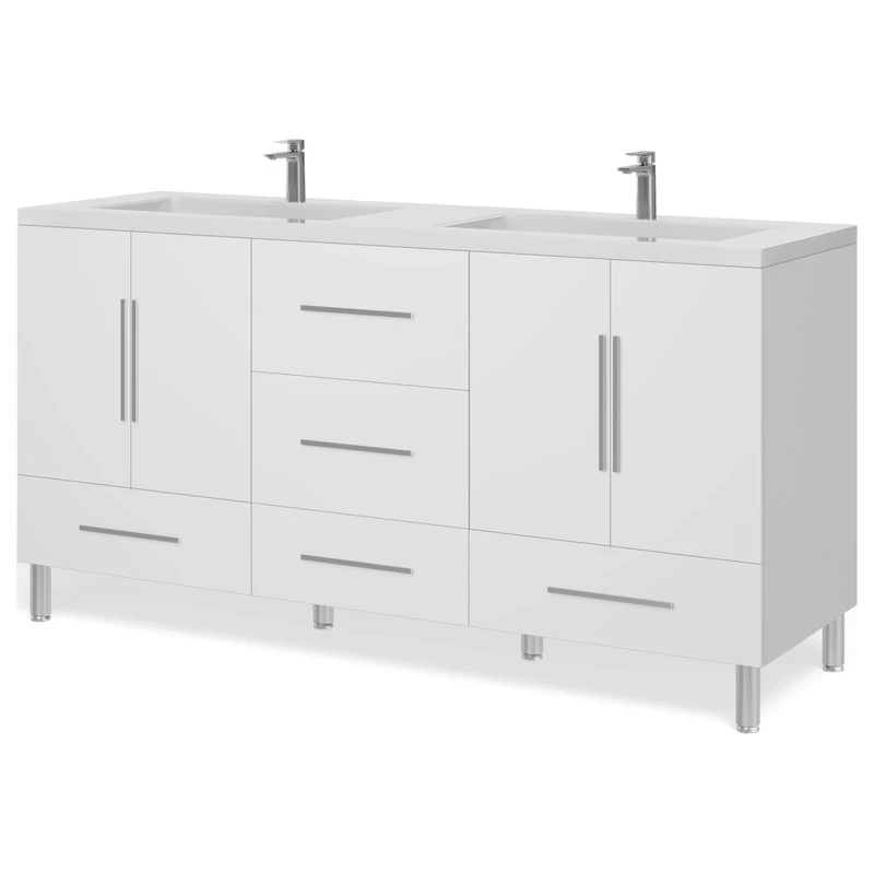 MOD The Mendocino Bathroom Vanity, White, 67", Double Sink, Freestanding - Image 10