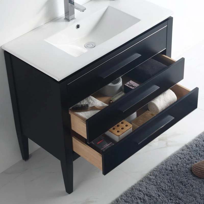 Dowell K&B Supplies Grace 36" Single Bathroom Vanity Set, Black With Chrome Trim - Image 8