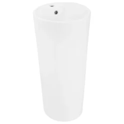 Swiss Madison Monaco Circular Basin Pedestal Sink, Matte White