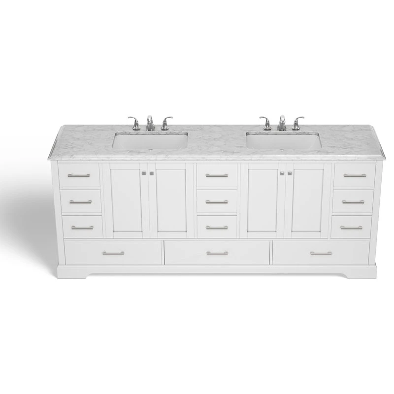 MOD The Laurel Bathroom Vanity, White, 84", Double Sink, Freestanding - Image 13