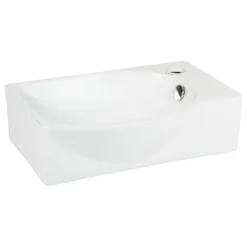 Elite Sinks ELANTI EC1805-L Porcelain Wall-Mounted Sink, Left-Facing, White