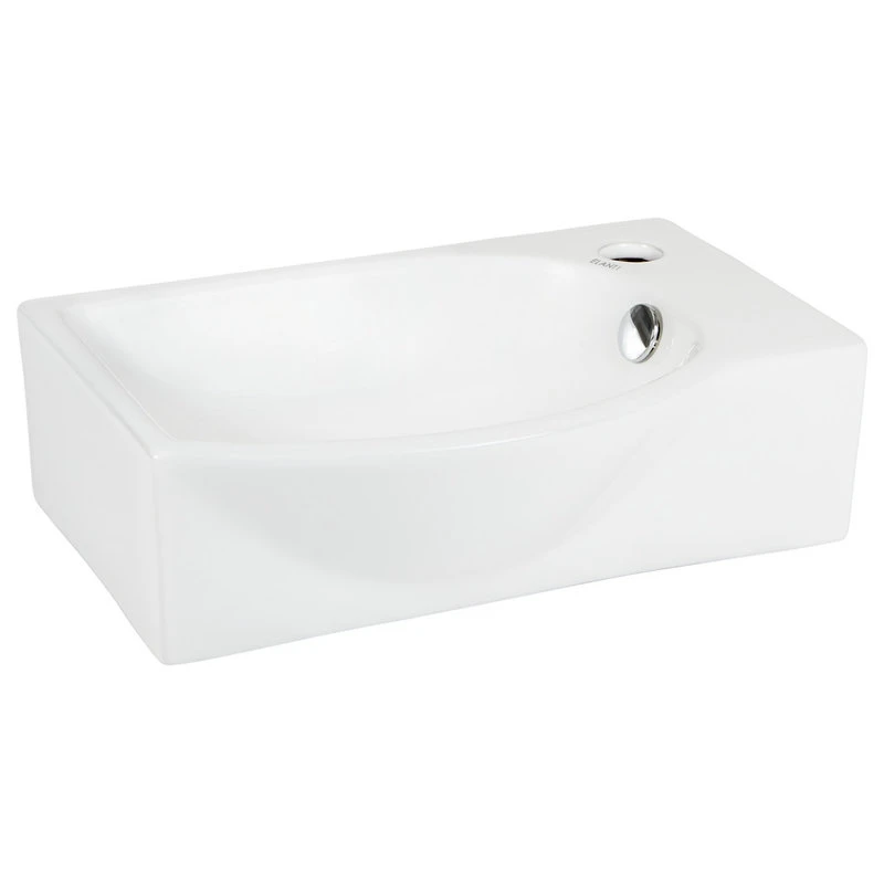 Elite Sinks ELANTI EC1805-L Porcelain Wall-Mounted Sink, Left-Facing, White