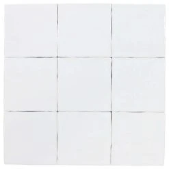 Rocky Point Tile Co Artigiano 5x5 Zellige Style Ceramic Tile - Cotton White - Sample Swatch