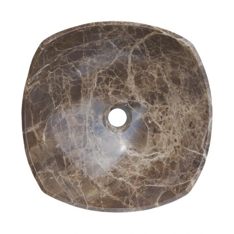 Eden Bath - Vessel Sinks Modern Emperador Marble Square Bathroom Vessel Sink, 16.5 Inch, Natural Stone - Image 2