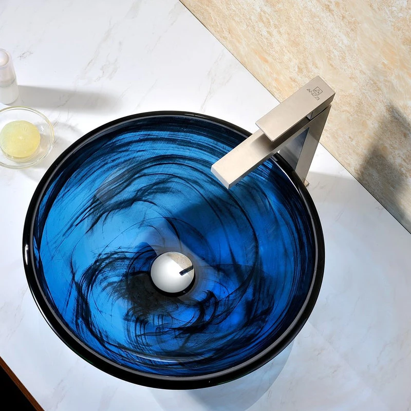 SpaWorld Corp ANZZI Thalu Glass Vessel Sink, Sapphire Wisp - Image 2