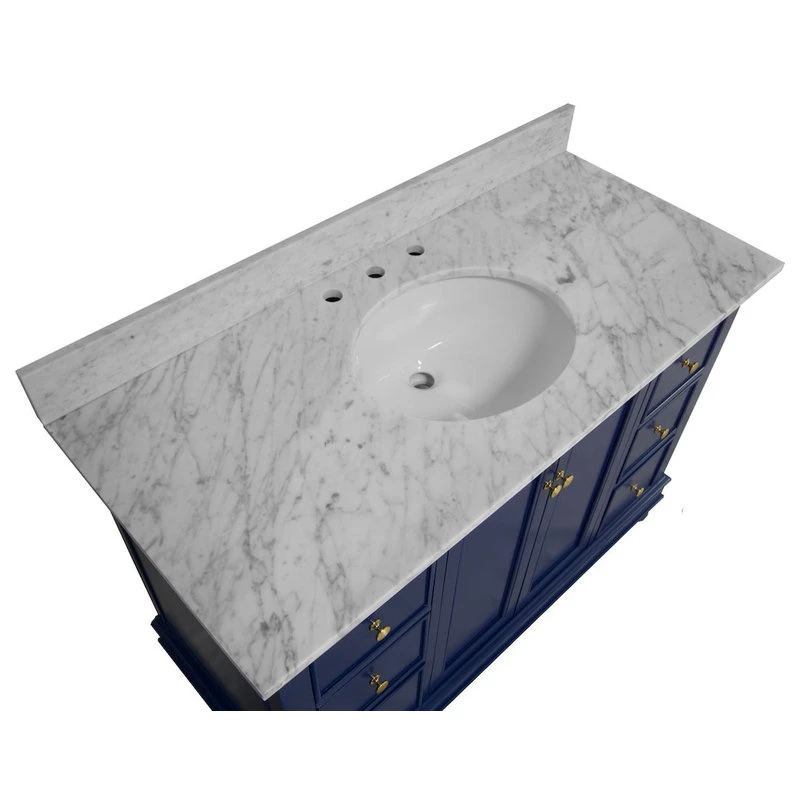 Kitchen Bath Collection Bella 48" Bathroom Vanity, Royal Blue, Carrara Marble - Image 5