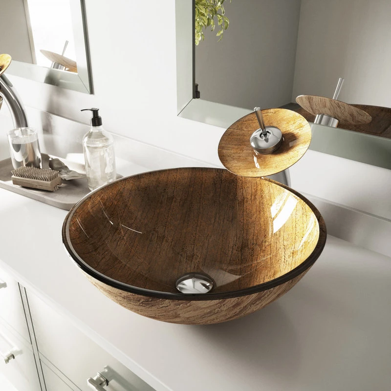 VIGO Glass Vessel Bathroom Sink, Amber Sunset - Image 3