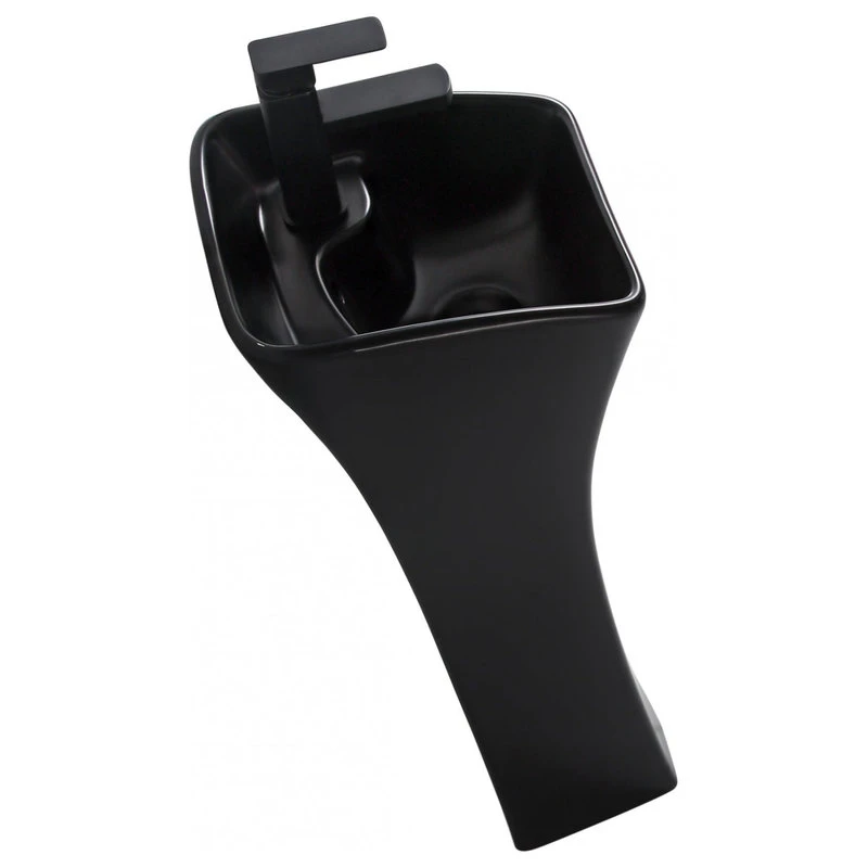 Fine Fixtures Vitreous China 12" Pedestal Bathroom Sink With Overflow, Black - Image 5