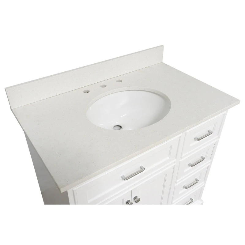 Kitchen Bath Collection Aria 36" Bathroom Vanity, White, Quartz - Image 6