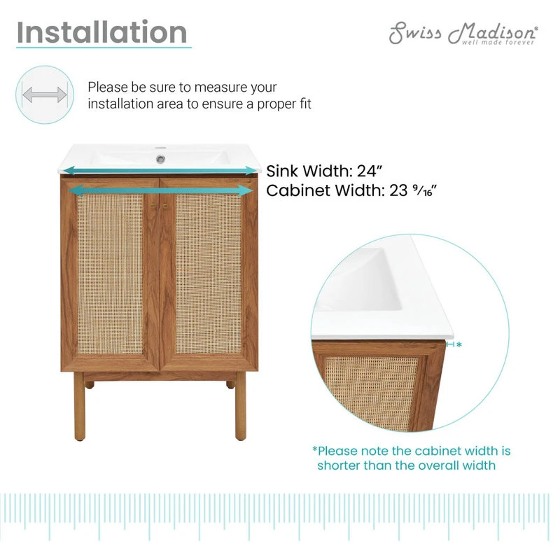 Swiss Madison Classe Bathroom Vanity, Oak, 24" - Image 12