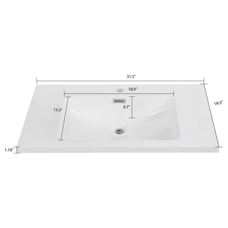32" Solid Surface Resin Streamline K-1203-32 Vanity Top - Image 5