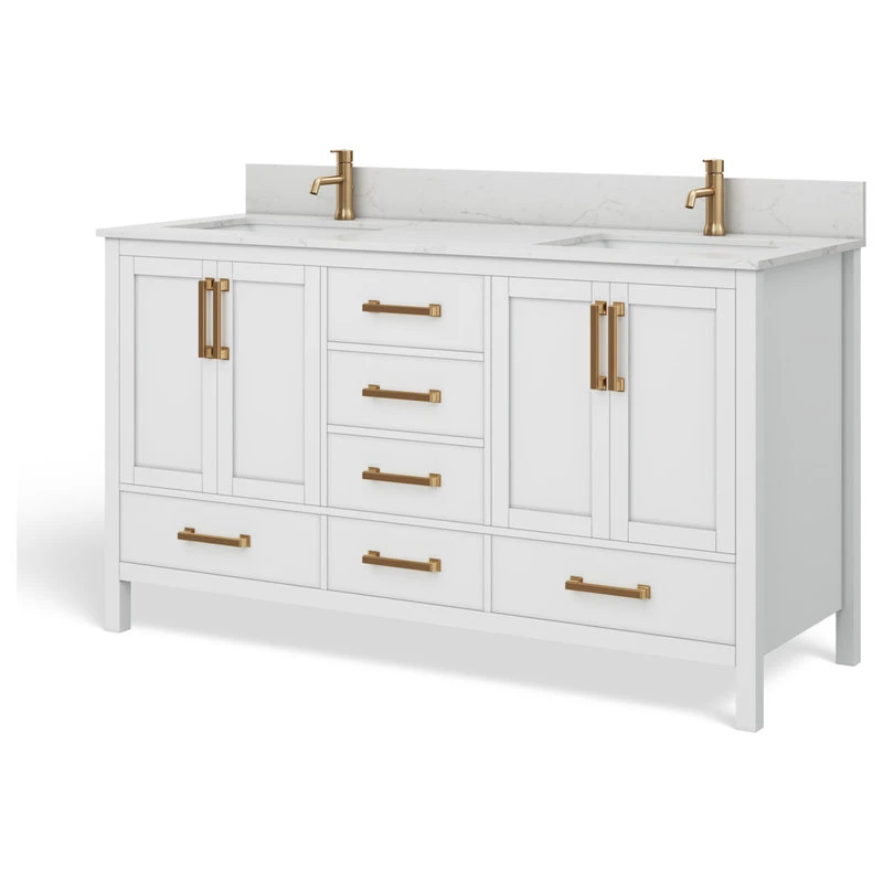MOD Eleanor Bath Vanity, White, 60", Double Sink, Freestanding - Image 10