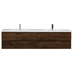 Bathroom Vanity Wholesale INC. MOB 84" Wall-Mounted Double Bathroom Vanity In Rosewood
