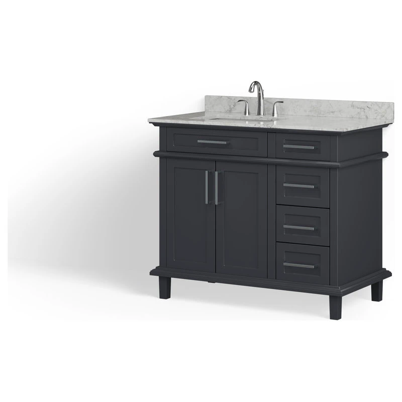 MOD The Helm Bathroom Vanity, Gray, 42", Single Sink, Freestanding - Image 10