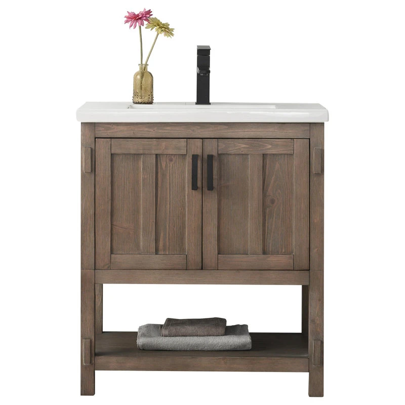Urban Furnishing Harvey Farmhouse Bathroom Sink Vanity Brown Spruce, 30"