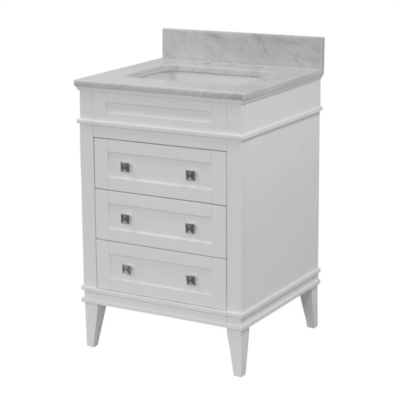 Kitchen Bath Collection Eleanor 24" Single Bathroom Vanity In White With Carrara Marble Top - Image 4