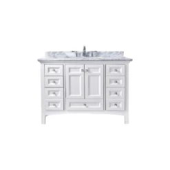 Ari Kitchen & Bath Luz 42" Single Bathroom Vanity In White With Italian Carrara Marble Top