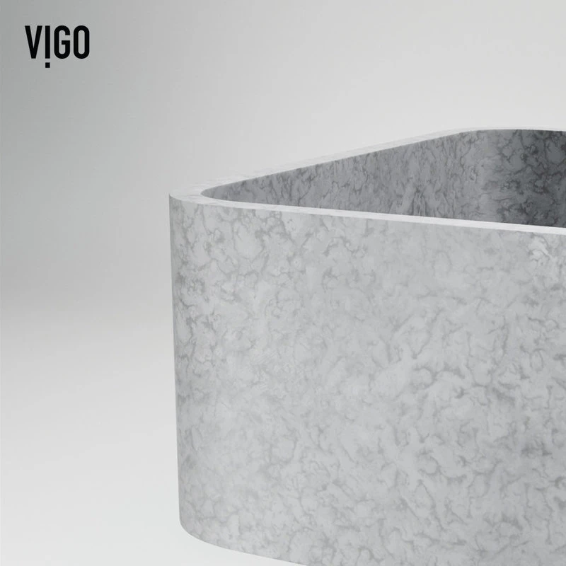 VIGO Concreto Stone Rectangular Bathroom Vessel Sink - Image 9