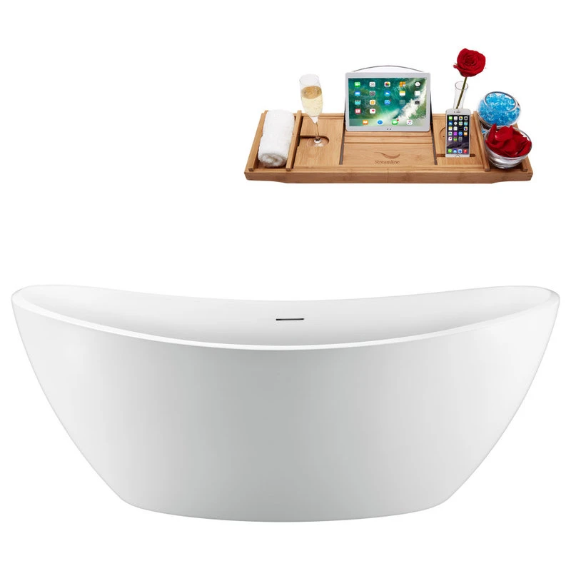 63'' Streamline N951ORB Freestanding Tub, Tray, Internal Drain, Pop-Up: Oil Rubb - Image 5