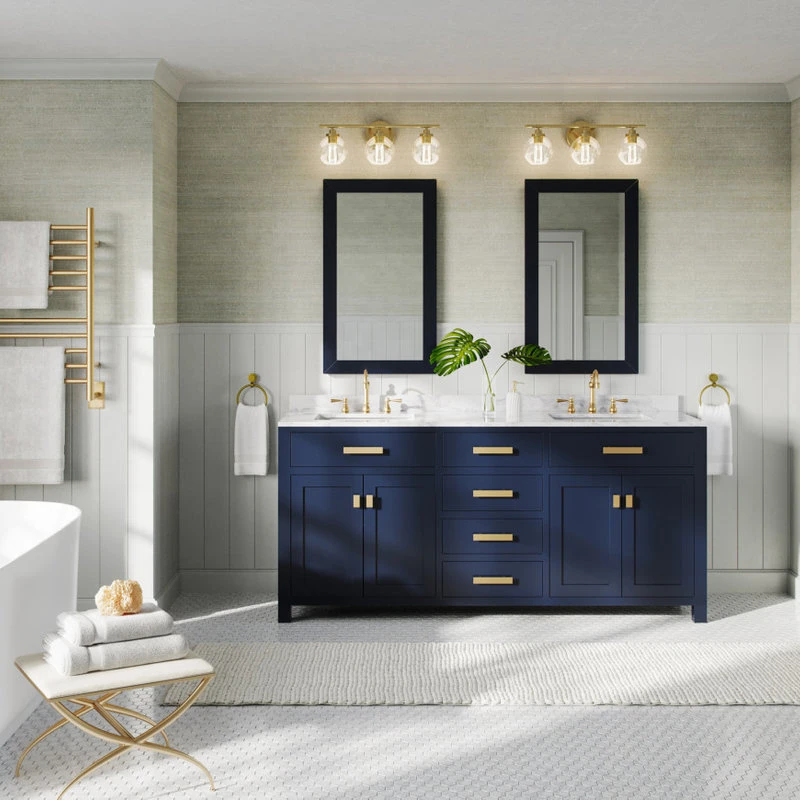 MOD Savoy Bath Vanity, Double Sink, 72", Blue, Freestanding, Faucets And Mirrors - Image 3