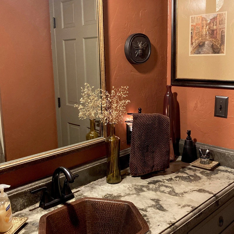 Premier Copper Products 15.5" Hexagon Under Counter Hammered Copper Bathroom Sink - Image 4