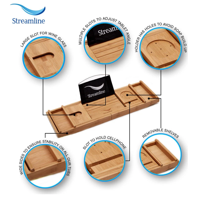 68" Streamline N201BL Soaking Freestanding Tub And Tray With External Drain - Image 10