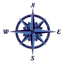 Blue Water Pool Mosaics Compass 1 Ceramic Swimming Pool Mosaic 36"x36", Blue