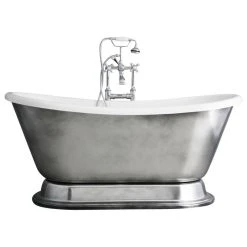 The Tub Studio 'Christoforo' Acrylic French Bateau Tub Package With Aged Chrome Exterior, 67"