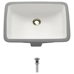 MR Direct Sinks And Faucets U1913 Undermount Porcelain Sink, Bisque, Chrome Pop-Up Drain