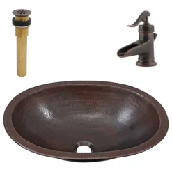SINKOLOGY Wallace Undermount/Drop-In Copper Sink Kit With Pfister Bronze Faucet & Drain