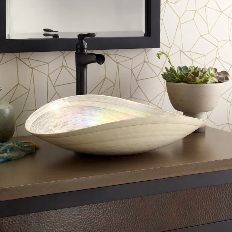 Native Trails Sorrento Murano Glass Bathroom Sink, Beachcomber - Image 3