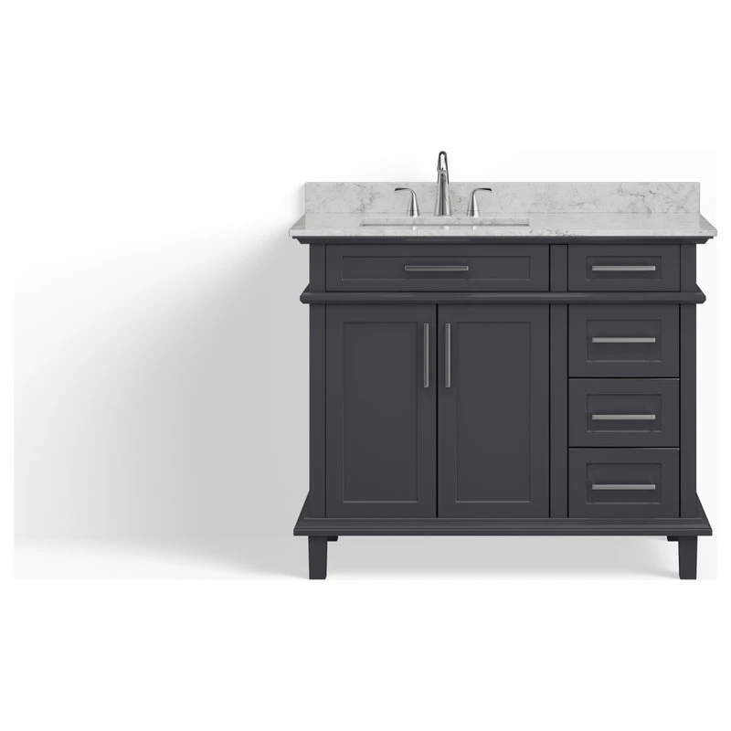 MOD The Helm Bathroom Vanity, Gray, 42", Single Sink, Freestanding - Image 9