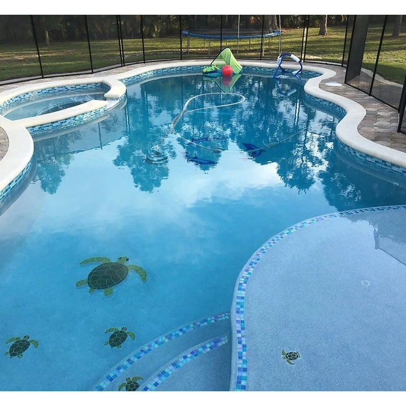 Blue Water Pool Mosaics Turtle Group Ceramic Swimming Pool Mosaic Green/Brown - Image 3
