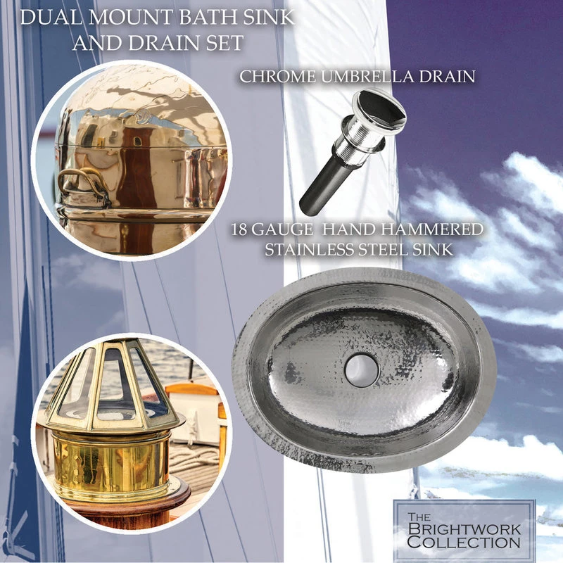 Nantucket Sinks Hand Hammered Oval Stainless Bath Sink And Drain Set - Image 4