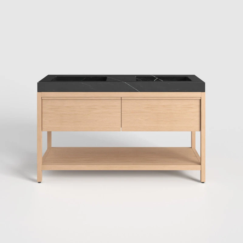 MOD Shoji Bath Vanity, Whitewash Oak, 60", Double Sink, Freestanding - Image 2