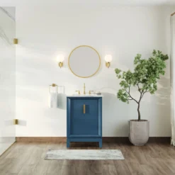 MOD The Ezra Bathroom Vanity, Single Sink, 24", Monarch Blue, Freestanding