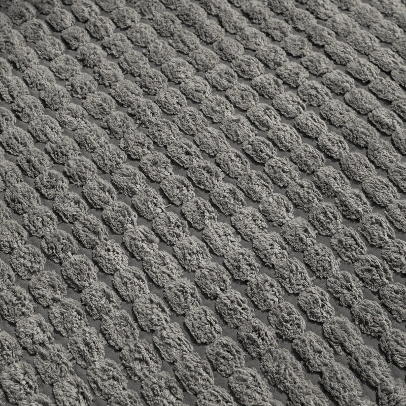 24"X59" Memory Foam X-Long Bath Mat By Lavish Home, Jacquard Fleece, Platinum - Image 3