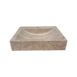 TashMart Rectangular Natural Stone Vessel Sink, Noce Travertine