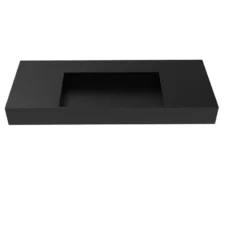 Castello USA Juniper Countertop Basin Sink, Black, 48, Center Basin, No Faucet Hole