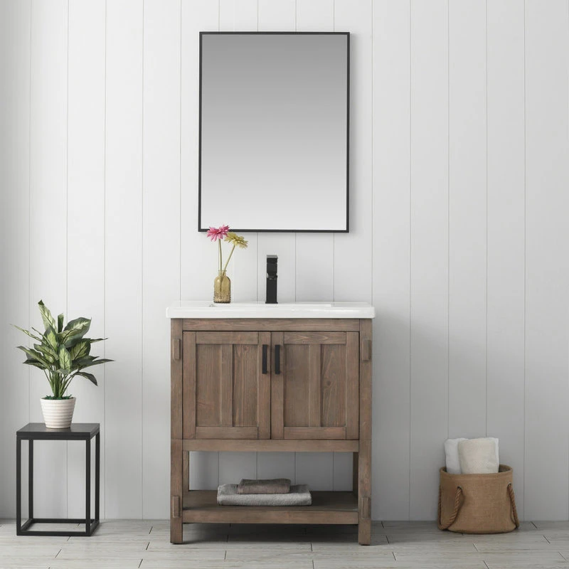 Urban Furnishing Harvey Farmhouse Bathroom Sink Vanity Brown Spruce, 30" - Image 2