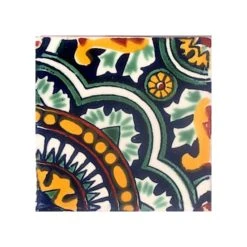 Mexican Decorative Accessories 4"x4" Mexican Ceramic Handmade Tile #C077