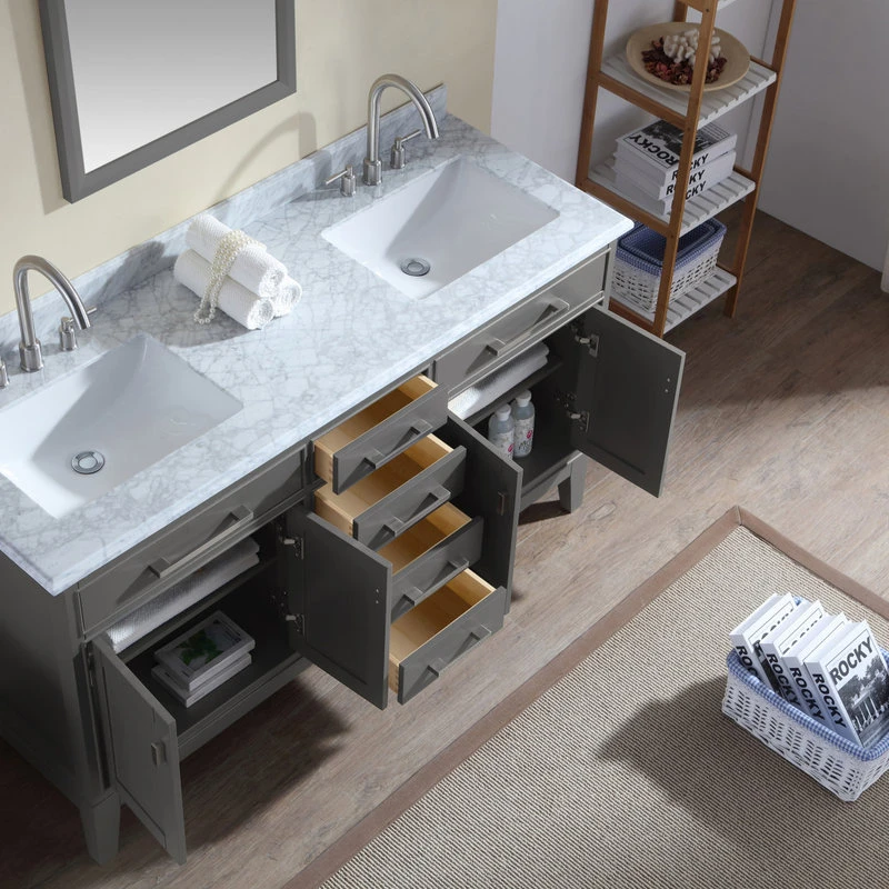 Ari Kitchen & Bath Danny Double Bathroom Vanity Set, Maple Gray, 60" - Image 4