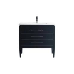 Dowell K&B Supplies Grace 36" Single Bathroom Vanity Set, Black With Chrome Trim