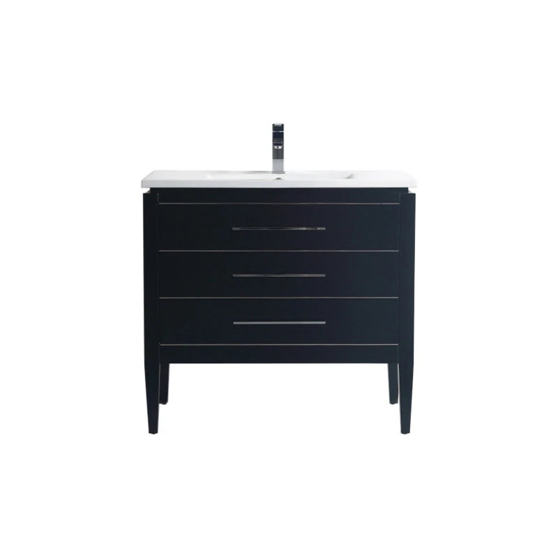 Dowell K&B Supplies Grace 36" Single Bathroom Vanity Set, Black With Chrome Trim