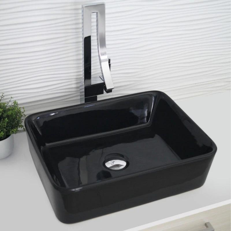 STYLISH 18" White Rectangular Ceramic Vessel Bathroom Sink Black - Image 11