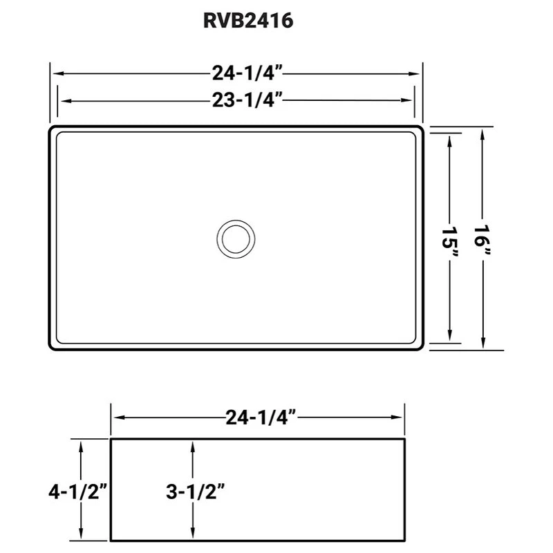 Ruvati 24 X 16 Inch Bathroom Vessel Sink White Rectangular- RVB2416 - Image 3